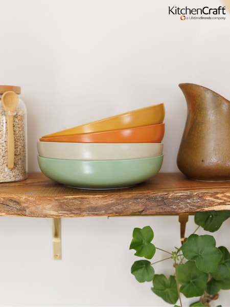 Kitchencraft Set of 4 Multi Coloured Stoneware Pasta Bowl (F27145) | £36