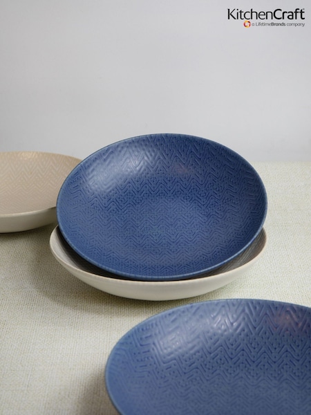 Kitchencraft Set of 4 Dark Blue Stoneware Pasta Bowls (F27159) | £39