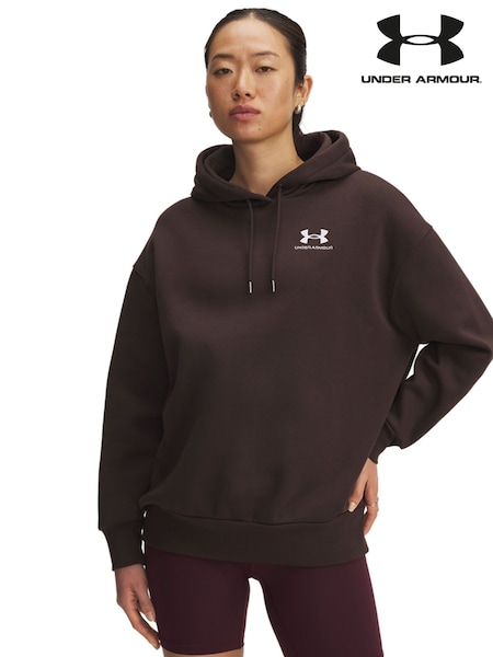 Under Armour Brown Oversized Essential Fleece hoodie (F27233) | £55