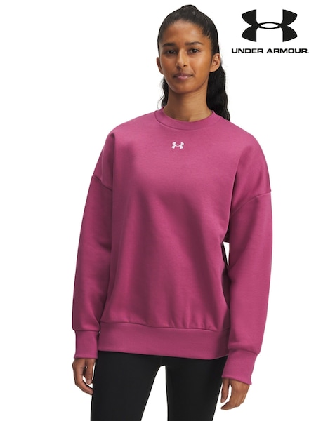 Under Armour Pink Oversize Rival Fleece Crew Sweatshirt (F27247) | £50