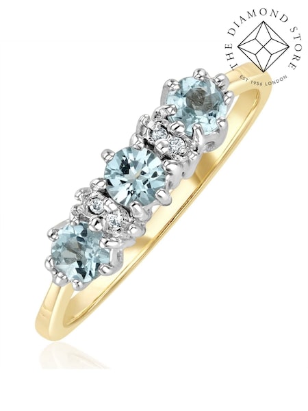 The Diamond Store 9K Gold Blue Topaz 0.50CT And Diamond Ring (F27261) | £279