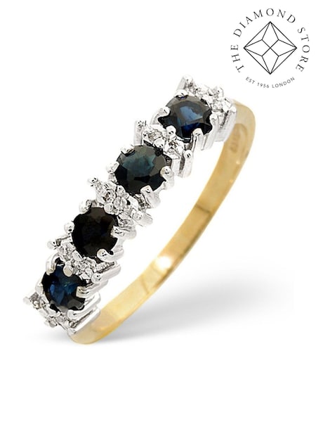 The Diamond Store 9K Yellow Gold Sapphire 0.85ct And Diamond Ring (F27269) | £329