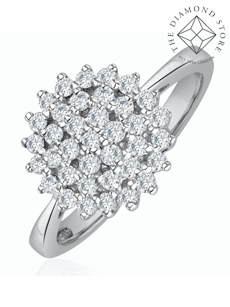 The Diamond Store 9K White Gold 0.50ct White Diamond Cluster Ring (F27295) | £646