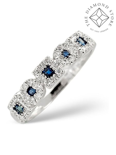 The Diamond Store 9K White Gold 0.18ct Sapphire And Diamond Ring (F27301) | £319