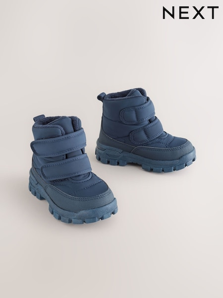 Blue Navy Quilted Touch Fastening Boots (F27388) | £36 - £42