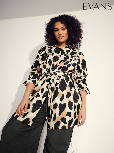 Evans Natural Animal Print Utility Tunic (F27452) | £42