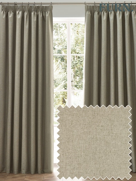 furn. Natural Dawn 100% Blackout Thermal Pencil Pleat Curtains (F27463) | £46 - £115