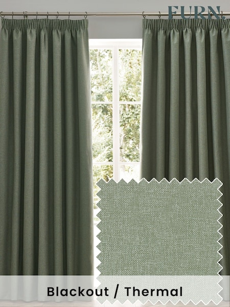 furn. Eucalyptus Dawn 100% Blackout Thermal Pencil Pleat Curtains (F27467) | £46 - £115