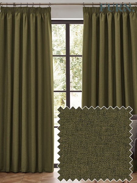 furn. Olive Dawn 100% Blackout Thermal Pencil Pleat Curtains (F27475) | £46 - £115