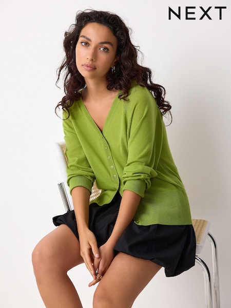 Green 100% Merino Wool N.Premium V-Neck Button Cardigan (F27489) | £45