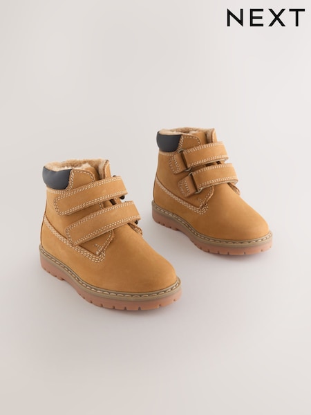 Tan Brown Standard Fit (F) Leather Thermal Thinsulate™ Lined Touch Fastening Work Boots (F27492) | £32 - £38