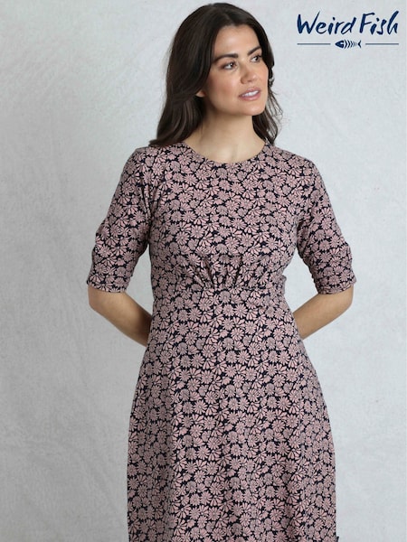 Weird Fish Pink Cassandra Printed Jersey Swing Dress (F27732) | £40