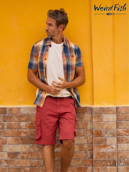 Weird Fish Red Rigney Cargo Shorts (F27735) | £48