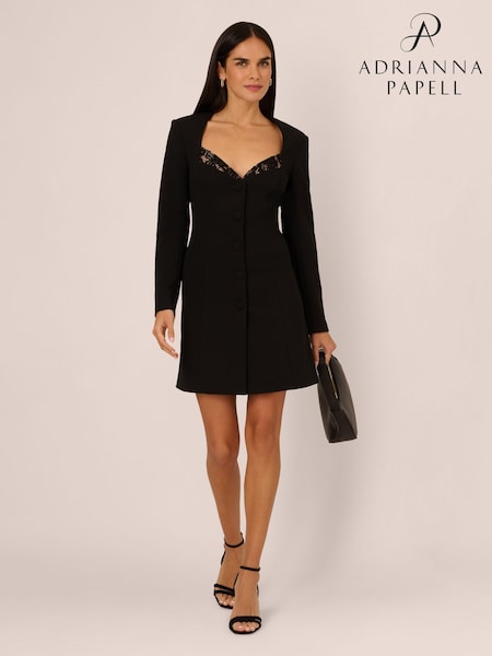 Adrianna by Adrianna Papell Knit Crepe Blazer Black Dress (F27787) | £249