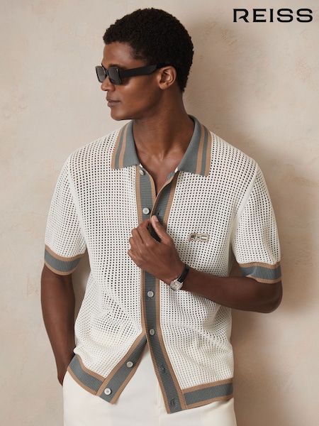 Reiss White Crusoe Reiss | Ché Crochet Tipped Shirt (F27874) | £120