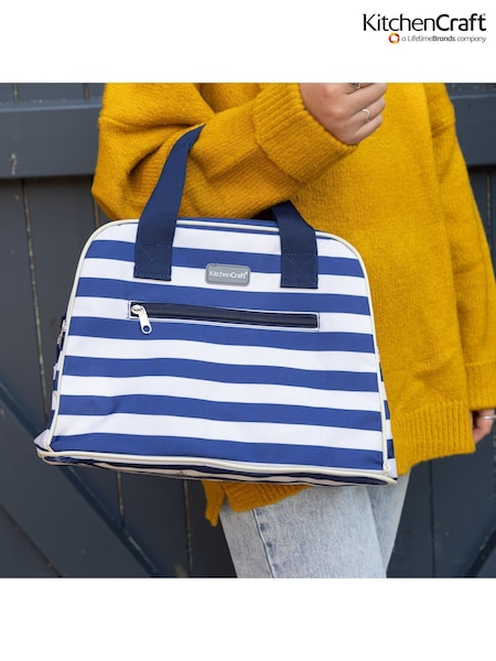 Kitchencraft Blue Insulated Striped Lunch Cool Bag with Strap (F27897) | £30
