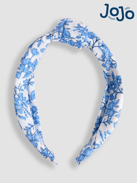 JoJo Maman Bébé Blue Floral Print Knot Headband (F28032) | £7