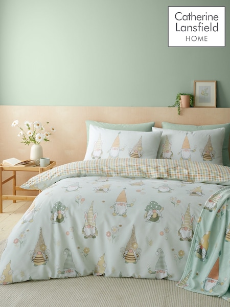 Catherine Lansfield Green Spring Gonks Reversible Duvet Cover Set (F28043) | £15 - £26