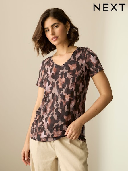 Animal Cotton Modal Slouch V-Neck T-Shirt (F28082) | £10