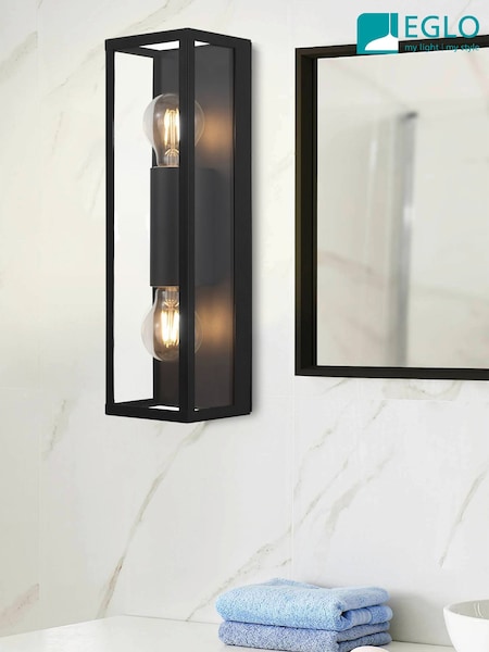 Eglo Black Amezola Caged Bathroom Wall/Ceiling Light (F28128) | £64
