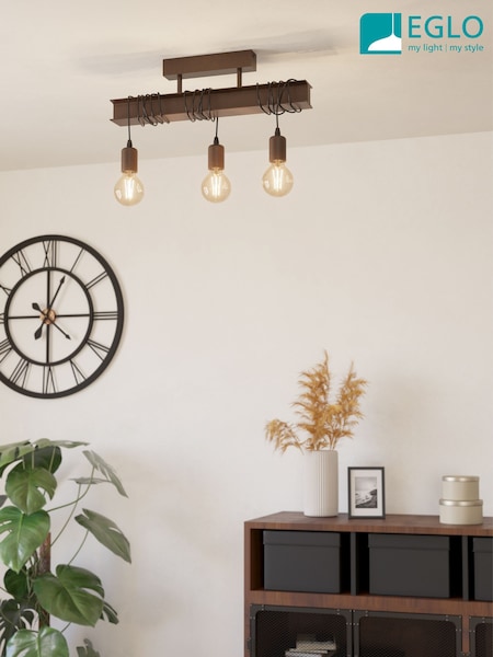 Eglo Antique Brown Townshend 4 Pendant Ceiling Light (F28175) | £83