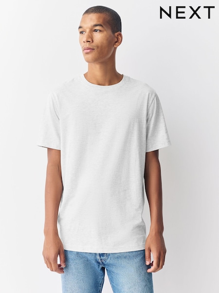 Light Grey Marl Slim Fit Essential Crew Neck Cotton T-Shirt (F28193) | £8
