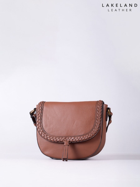 Lakeland Leather tan Tarnbeck Braid Saddle Bag (F28418) | £80