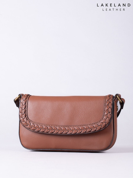Lakeland Leather Brown Tarnbeck Braid Cross-Body Bag (F28420) | £55