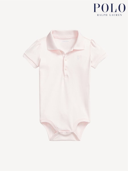 Polo Ralph Lauren Pink Baby Girls Soft Polo Bodysuit (F28466) | £49