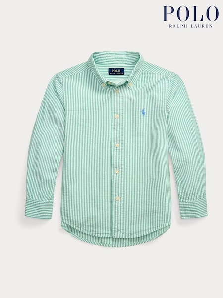 Polo Ralph Lauren Green Boys Striped Seersucker Shirt (F28471) | £79