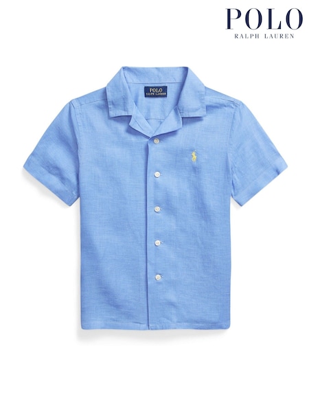 Polo Ralph Lauren Blue Boys Linen Camp Collar Linen Shirt (F28478) | £79