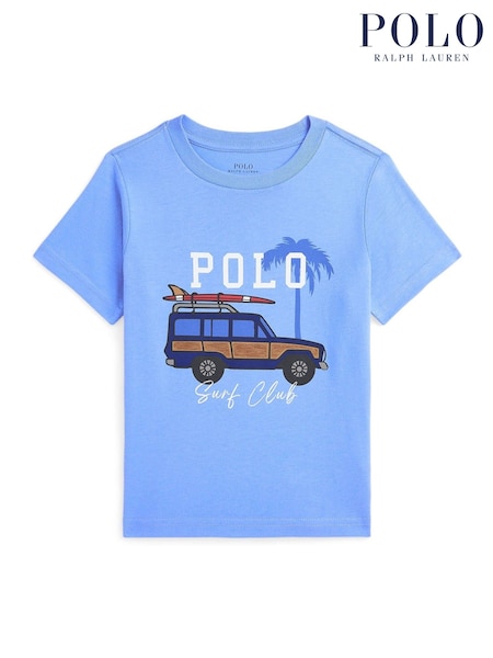Polo Ralph Lauren Blue Boys Car Graphic Cotton Jersey T-Shirt (F28487) | £45