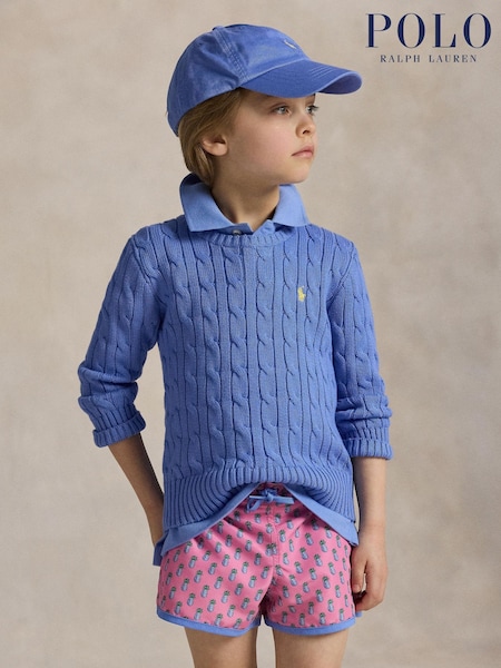Polo Ralph Lauren Light Blue Boys Cable Knit Jumper (F28529) | £99 - £109