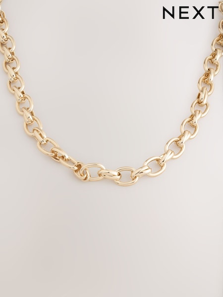 Gold Tone Double Link Chunky Chain Necklace (F28552) | £16.50