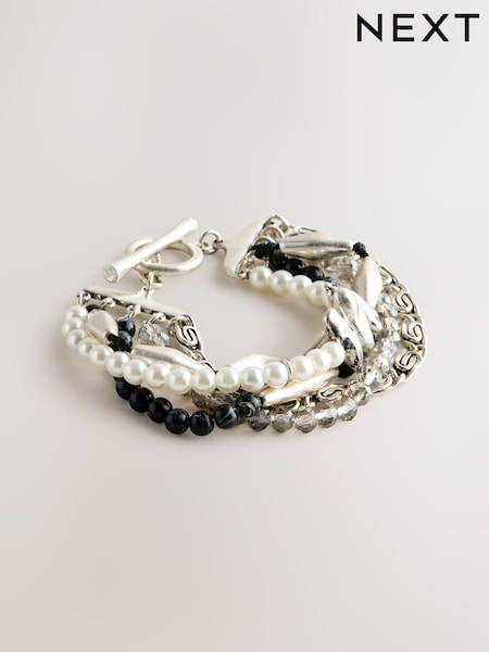 Silver Tone Boho Bracelets 5 Pack (F28555) | £15