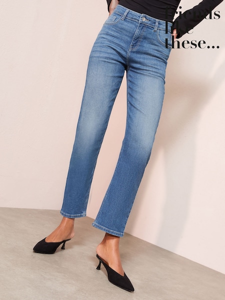 Friends Like These Mid Blue Petite Ankle Straight Leg Jeans (F28559) | £34