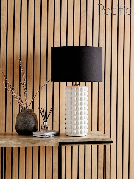 Pacific Lifestyle White Sohan Bobbled Ceramic Tall Table Lamp (F28567) | £185