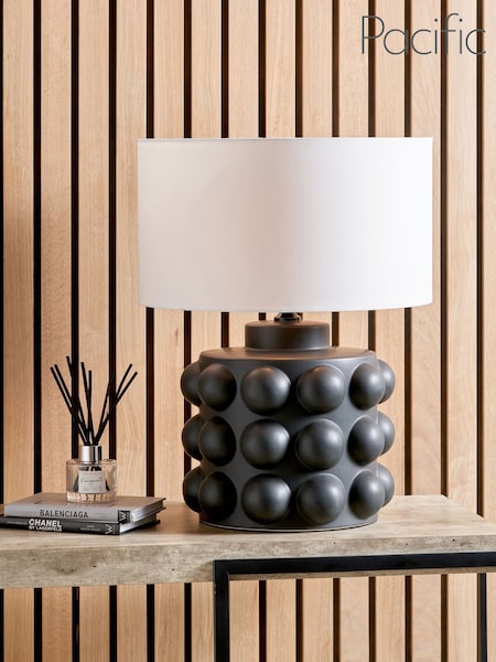 Pacific Lifestyle Black Serenity Bobbled Ceramic Large Table Lamp (F28571) | £200