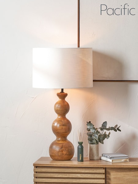 Pacific Lifestyle Brown Nyari Mango Wood 3 Ball Design Table Lamp (F28582) | £160