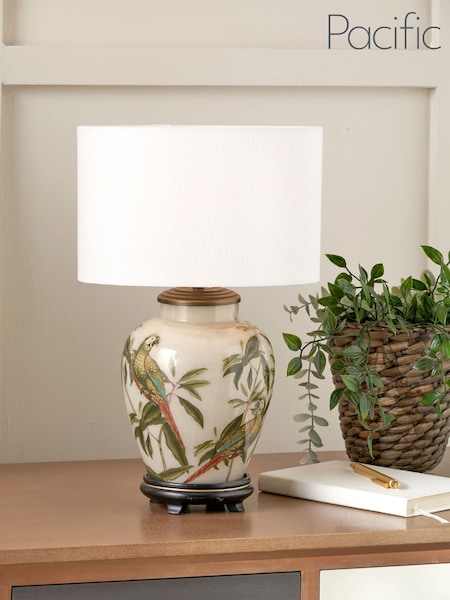 Pacific Lifestyle Natural Parrot Glass Table Lamp (F28589) | £255