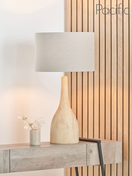 Pacific Lifestyle Natural Corella Mango Wood Curved Table Lamp (F28590) | £190
