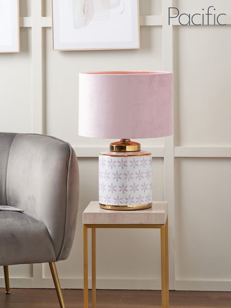 Pacific Lifestyle Lilac Thea Gold Leaf Ceramic Table Lamp (F28606) | £150