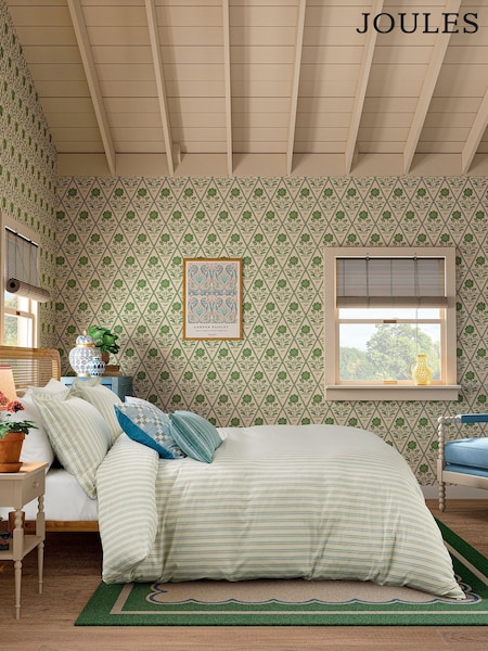 Joules Blue Ticking Stripe Duvet Cover and Pillowcase Set (F28615) | £80 - £125