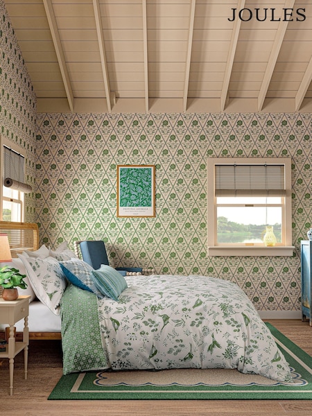 Joules Green Festival Pheasants 100% Cotton Duvet Cover and Pillowcase Set (F28622) | £65 - £105