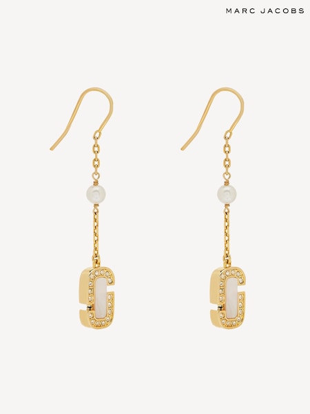 Marc Jacobs Gold Tone Luxe Mop Drop Earrings (F28642) | £95