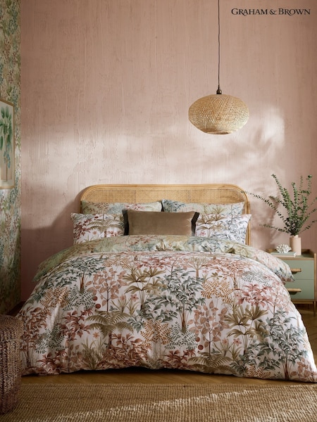 Graham & Brown Soft Sage Jardin Botanico Duvet Cover and Pillowcase Set (F28671) | £90 - £110