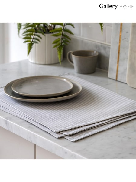 Gallery Home Grey Woven Striped Placemats 4 Pack (F28710) | £20