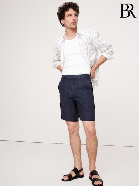 Banana Republic Navy Blue 9 Inch Linen Shorts (F28731) | £65
