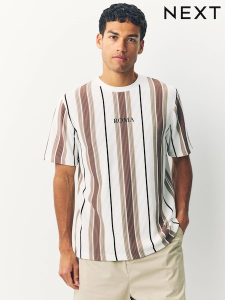 Neutral Smart Vertical Stripe T-Shirt (F28761) | £24