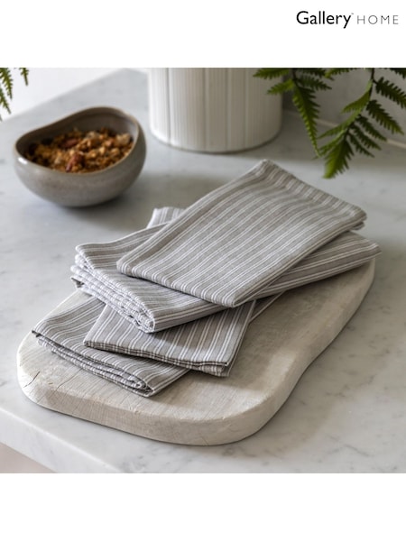 Gallery Home Grey Woven Striped Napkins 4 Pack (F28796) | £15